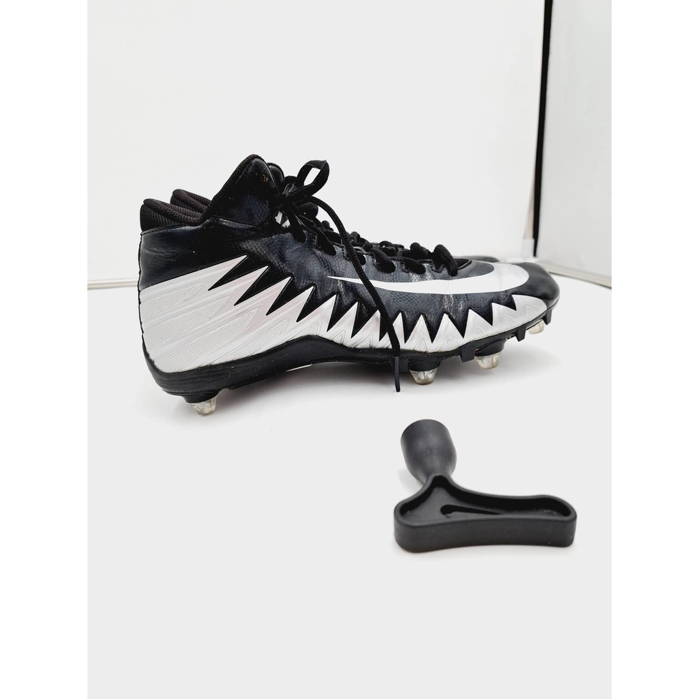 Nike Alpha Menace Shark Football Cleats Black Silver Shark Tooth  Shoes 8